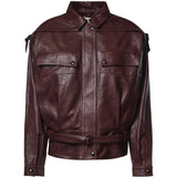 Giacca in pelle in bordeaux 