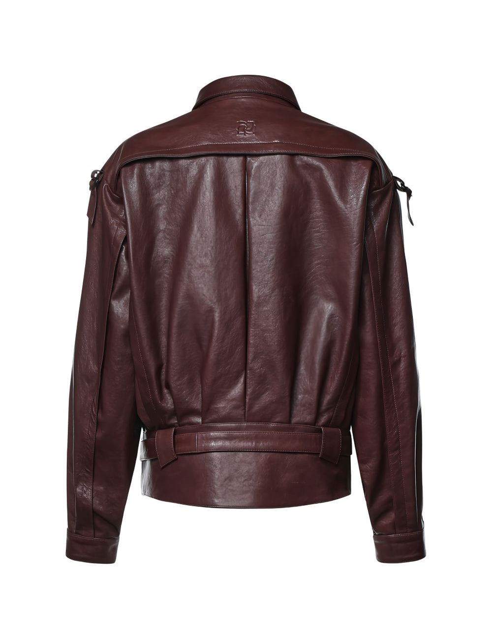 Giacca in pelle in bordeaux 