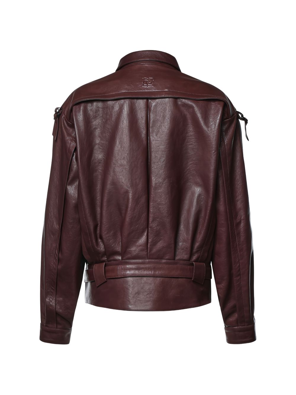 Giacca in pelle in bordeaux 