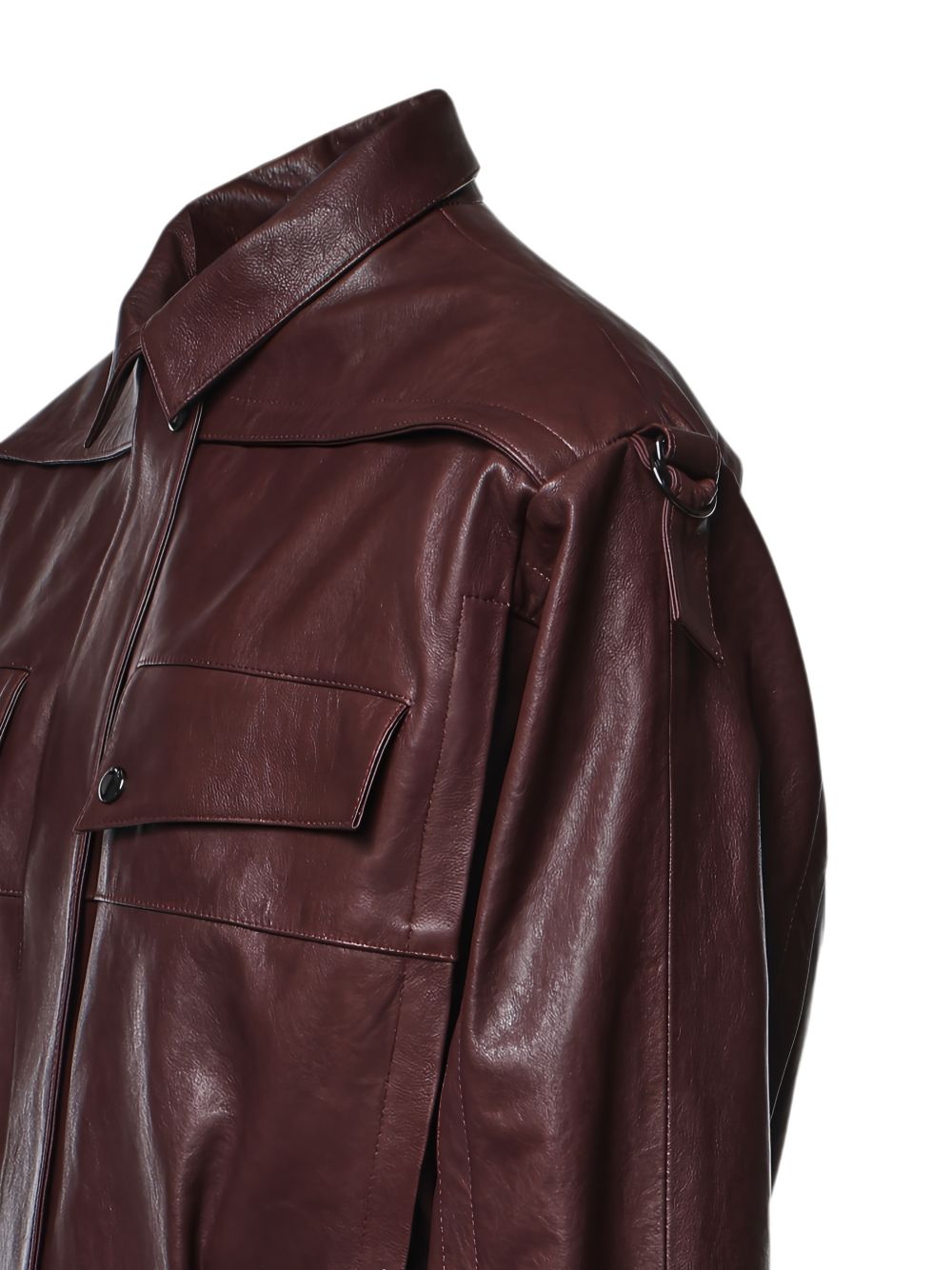 Giacca in pelle in bordeaux 