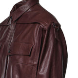 Giacca in pelle in bordeaux 