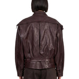 Giacca in pelle in bordeaux 