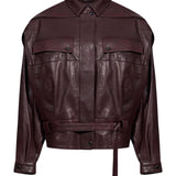 Giacca in pelle in bordeaux 