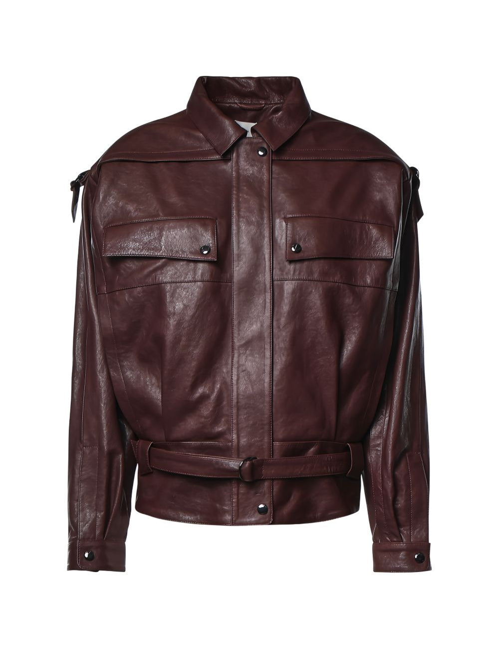 Giacca in pelle in bordeaux 