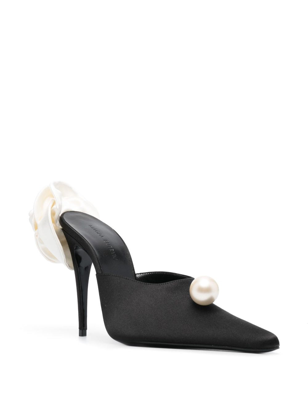 Mules con dettaglio a fiore in nero 