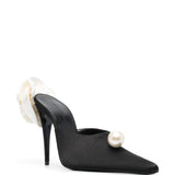 Mules con dettaglio a fiore in nero 