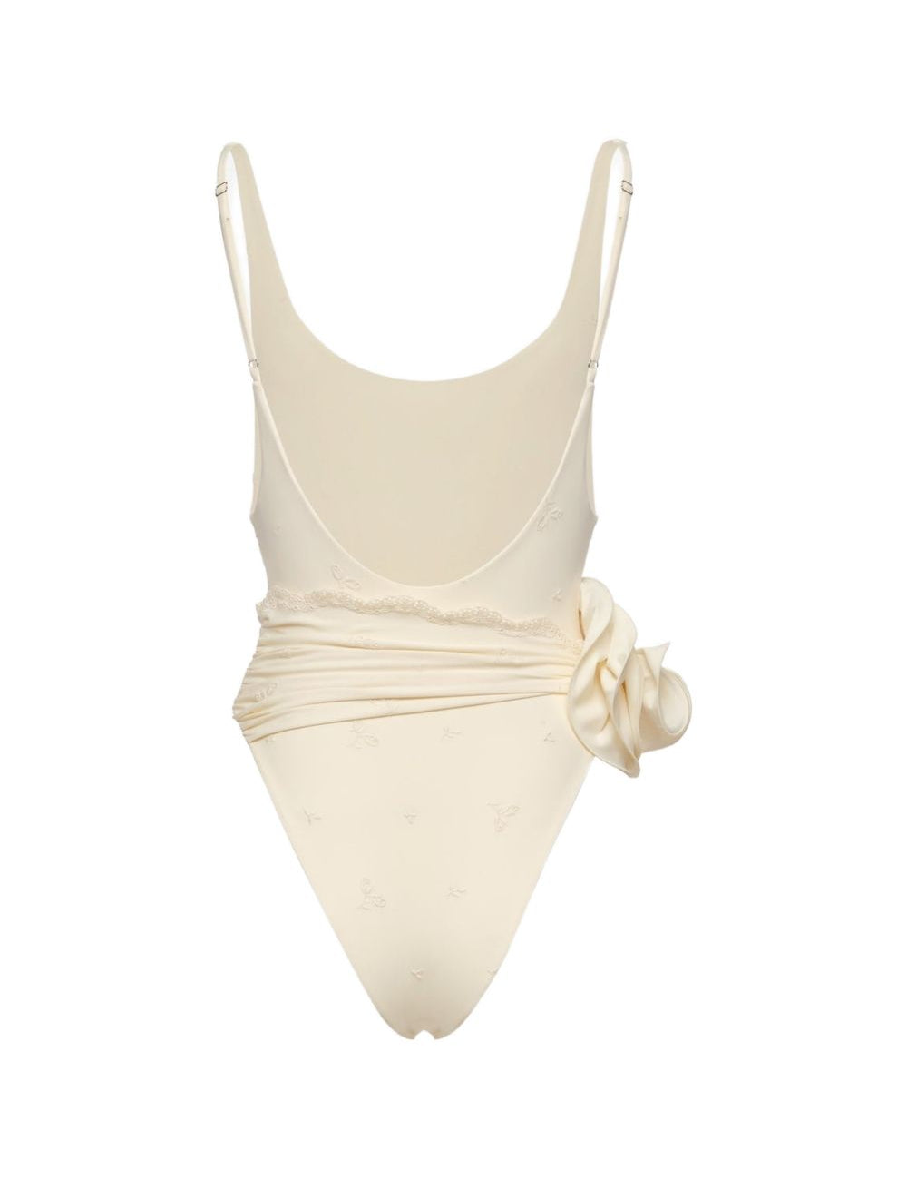 Costume da bagno con ricamo floreale in beige 