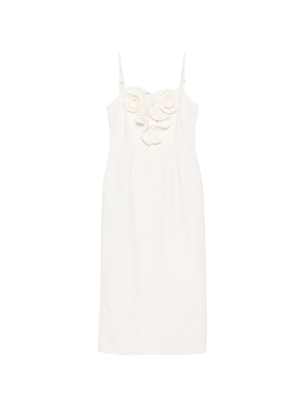 Abito midi con applicazioni floreali in bianco 