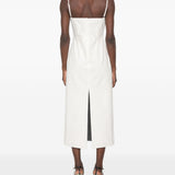 Abito midi con applicazioni floreali in bianco 