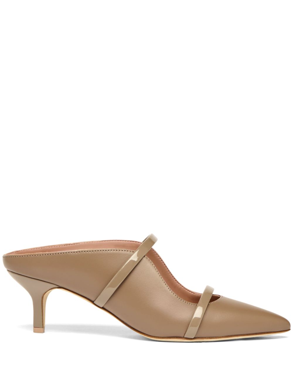 Mules Maureen 45 kitten heel in nappa taupe 