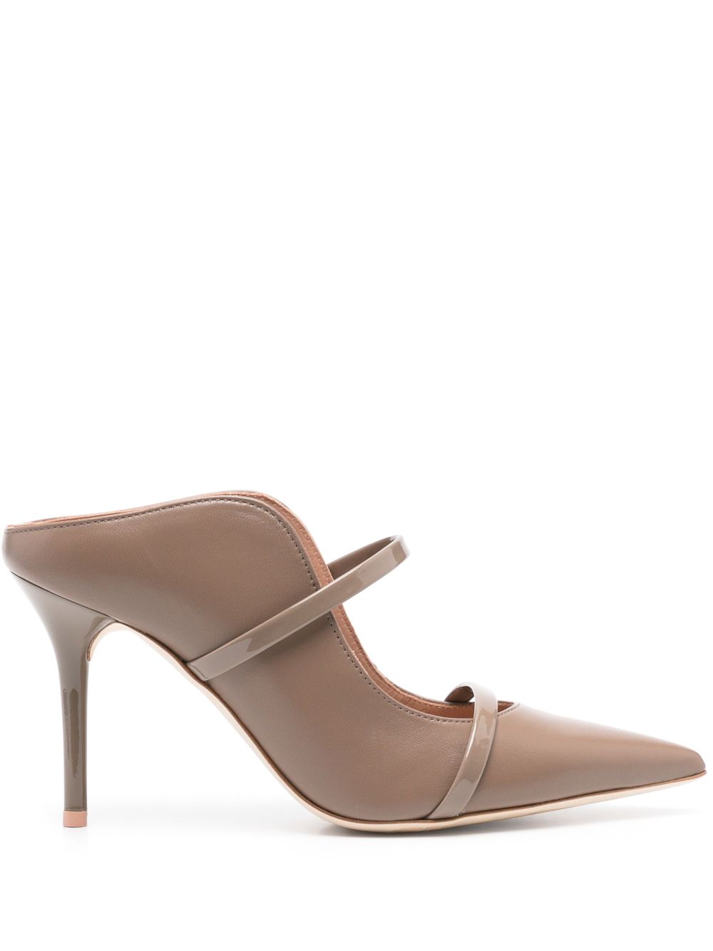 Mules Maureen 85 stiletto in nappa taupe 