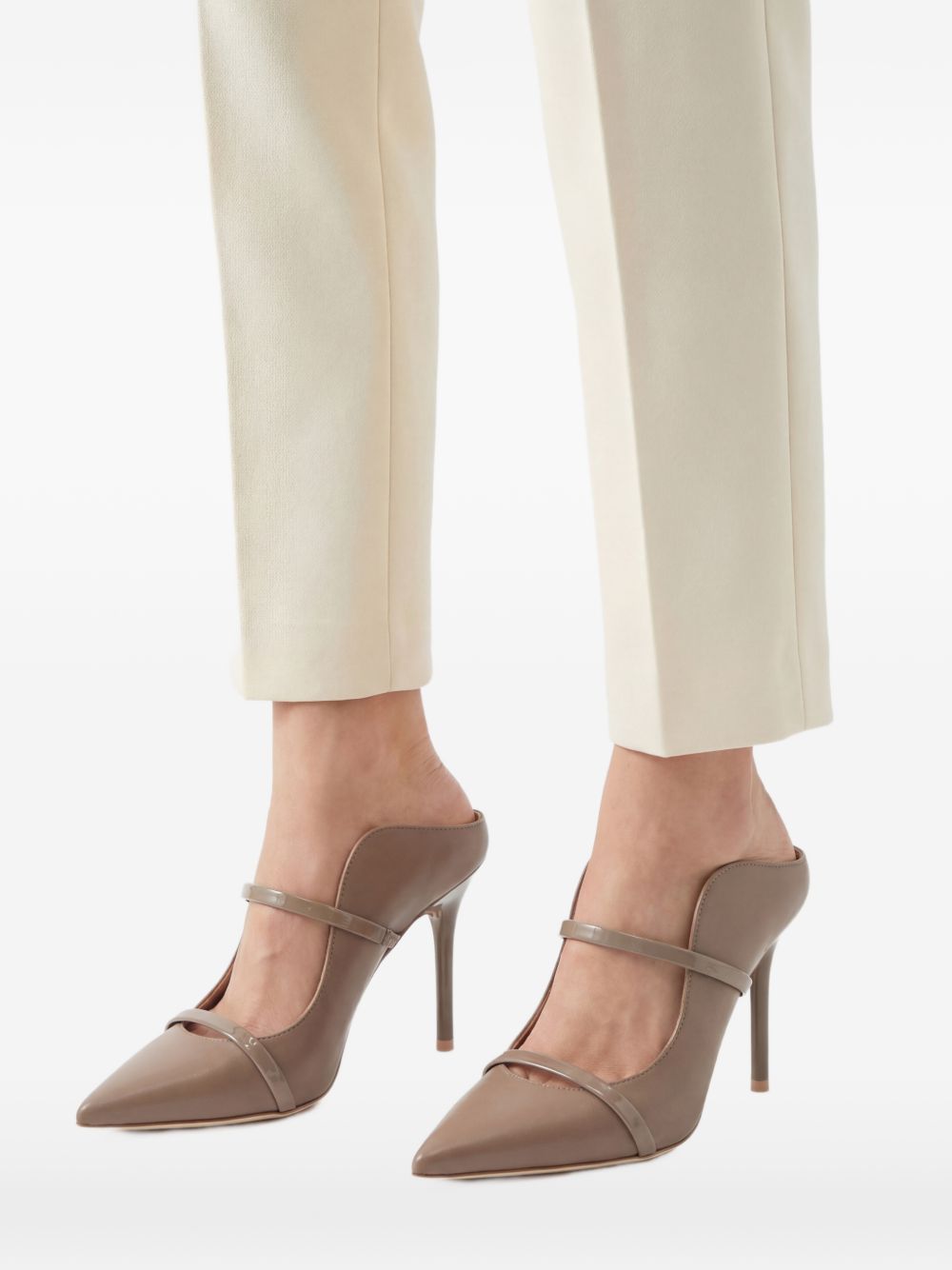 Mules Maureen 85 stiletto in nappa taupe 