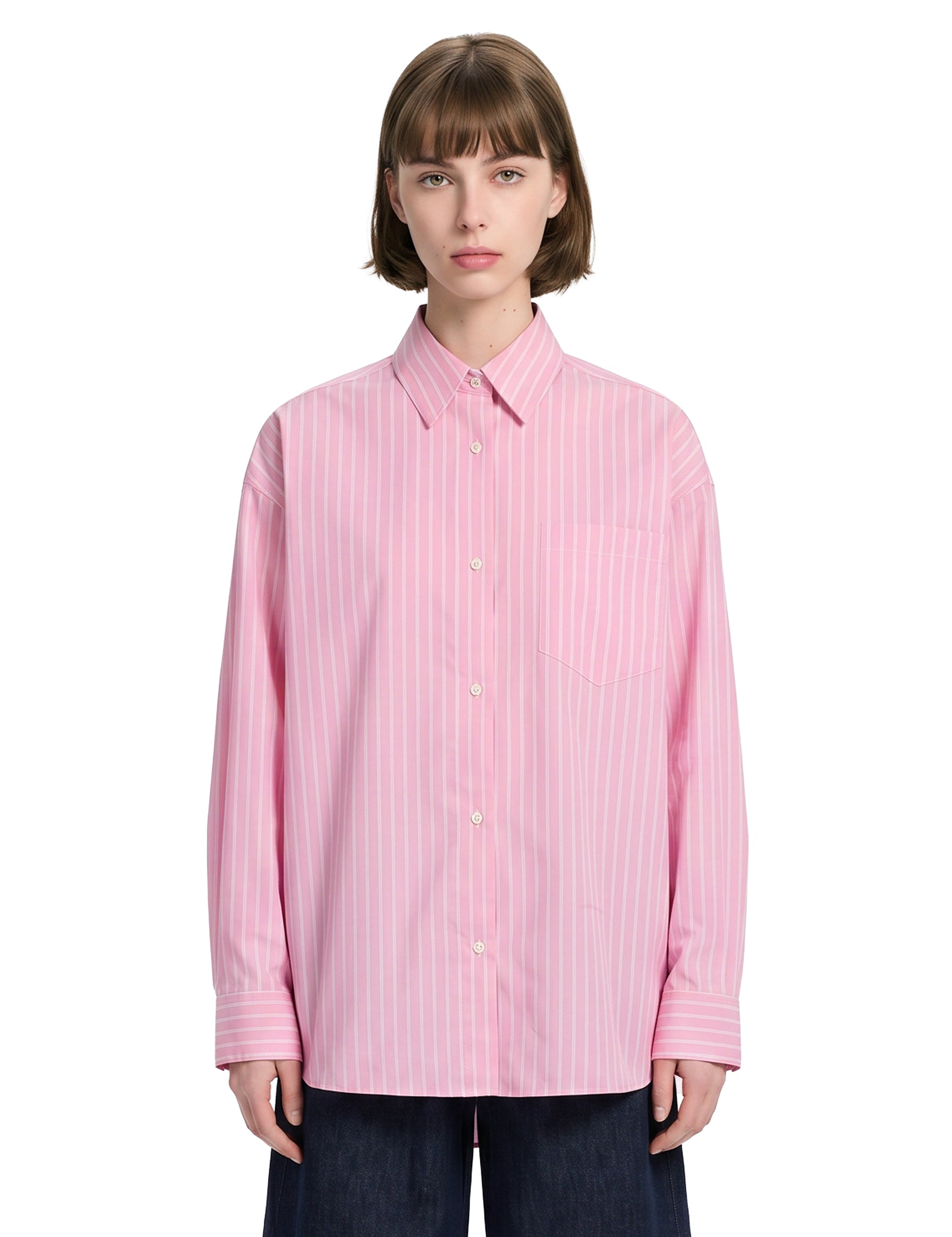Camicia a righe in rosa 