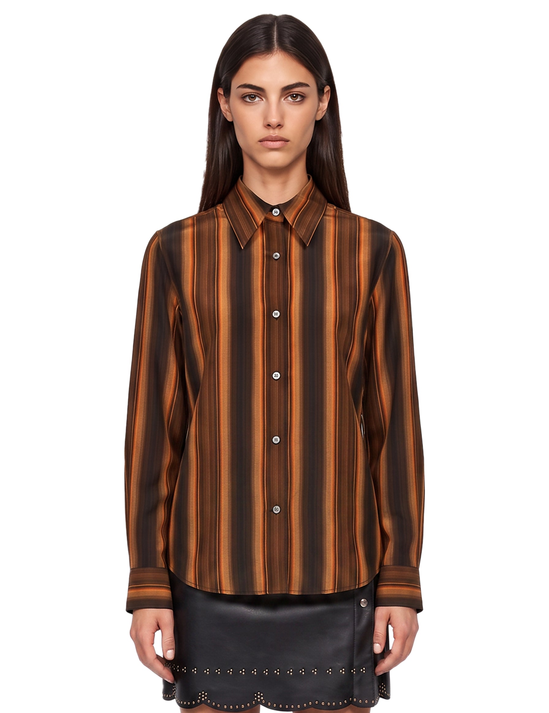 Camicia con motivo a righe multicolor 