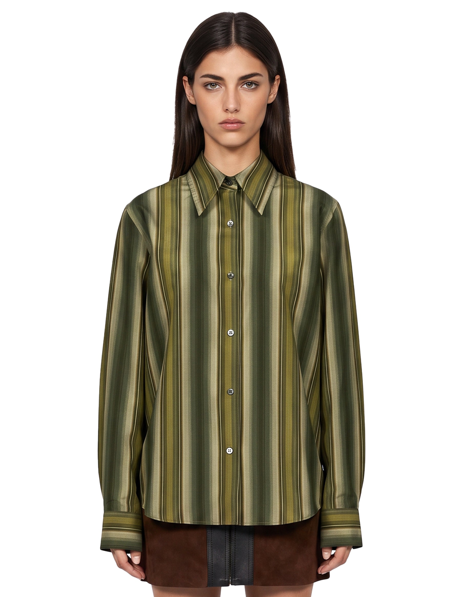 Camicia con motivo a righe multicolor 