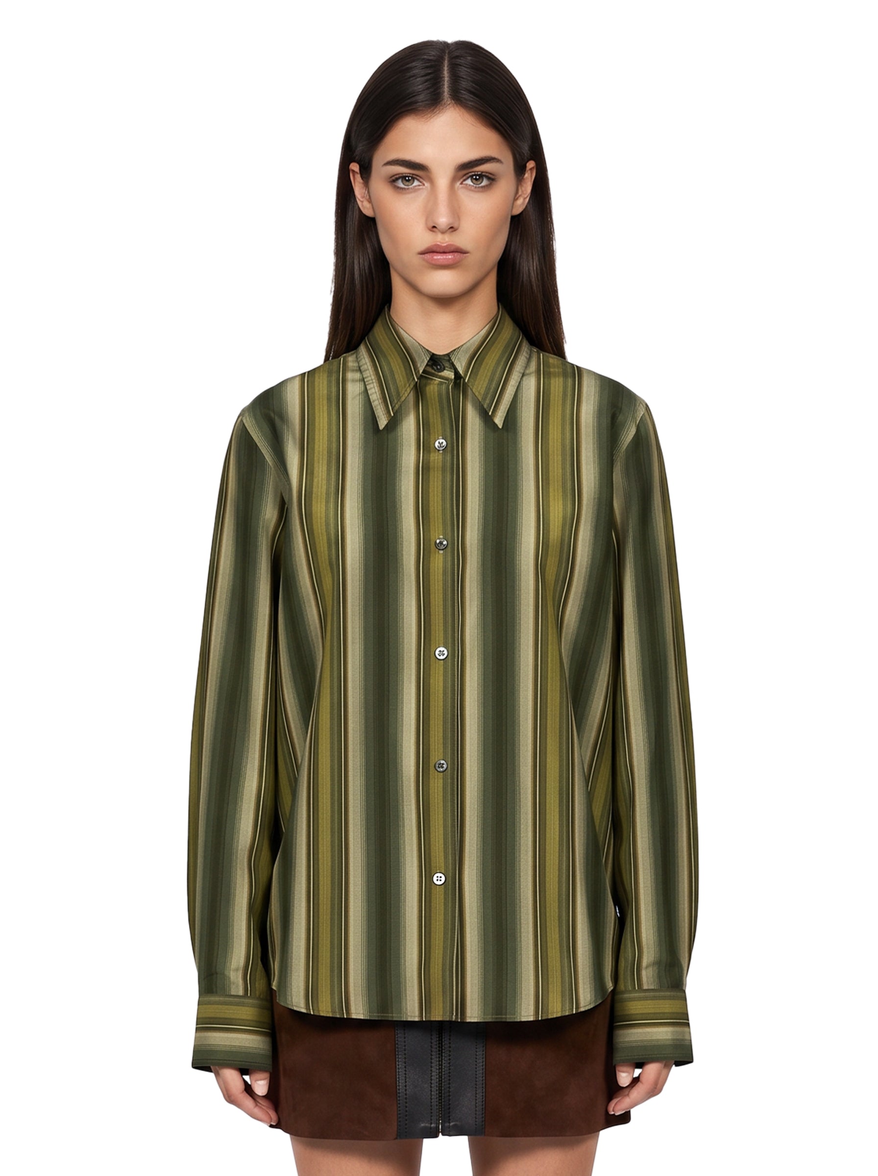 Camicia con motivo a righe multicolor 