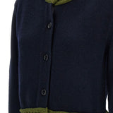Cardigan con dettagli a contrasto in blu e verde 