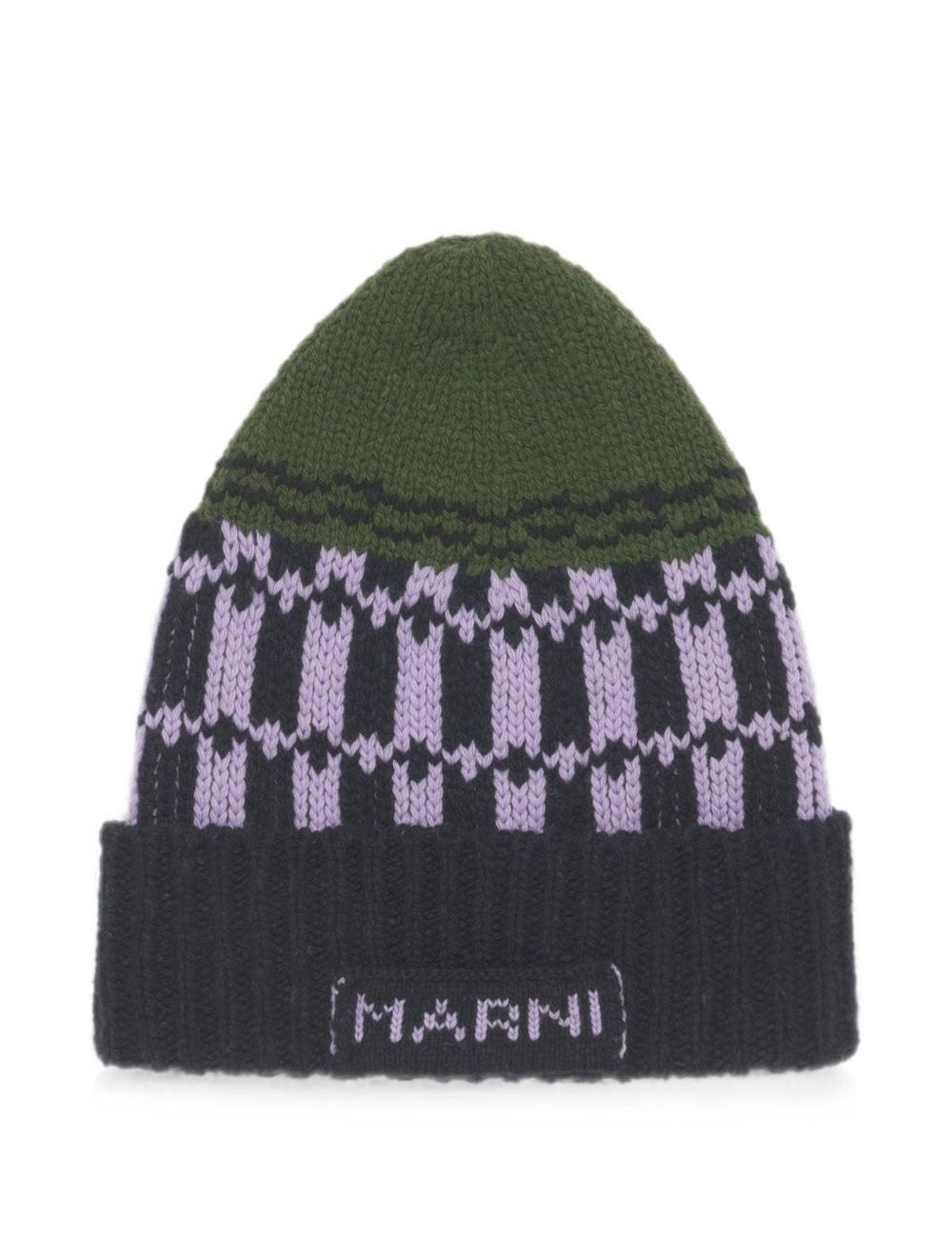 Cappello in lana multicolor con logo 