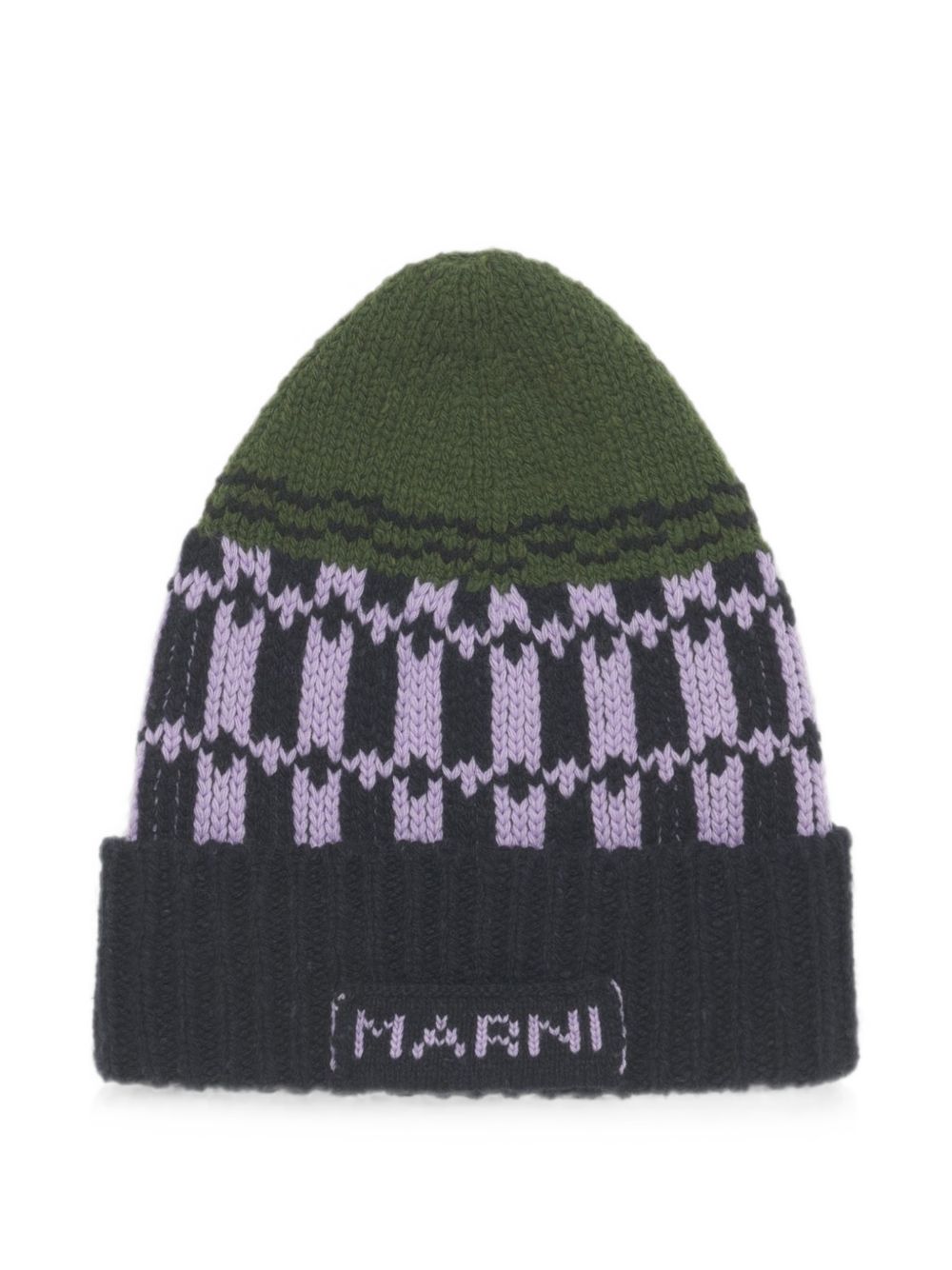 Cappello in lana multicolor con logo 
