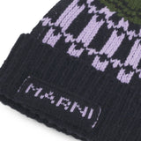 Cappello in lana multicolor con logo 