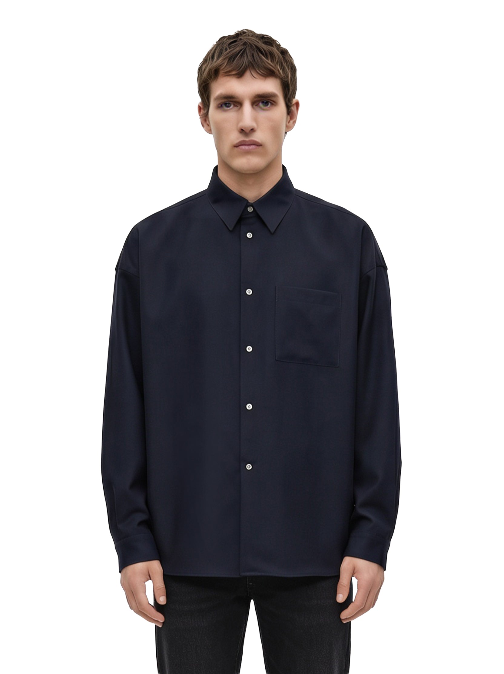 Camicia con taschino in blu 