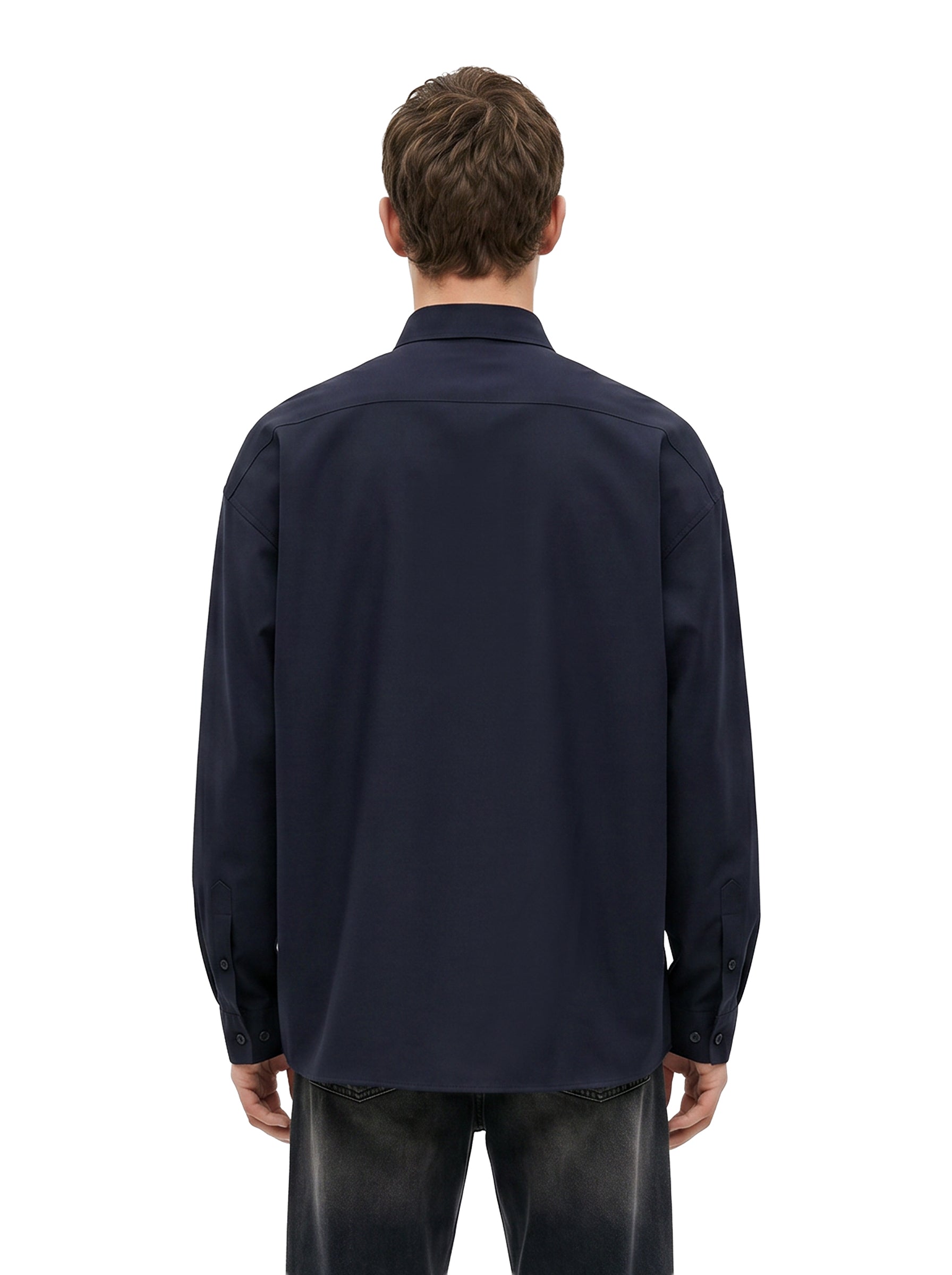 Camicia con taschino in blu 