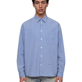 Camicia a righe in celeste 