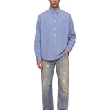 Camicia a righe in celeste 