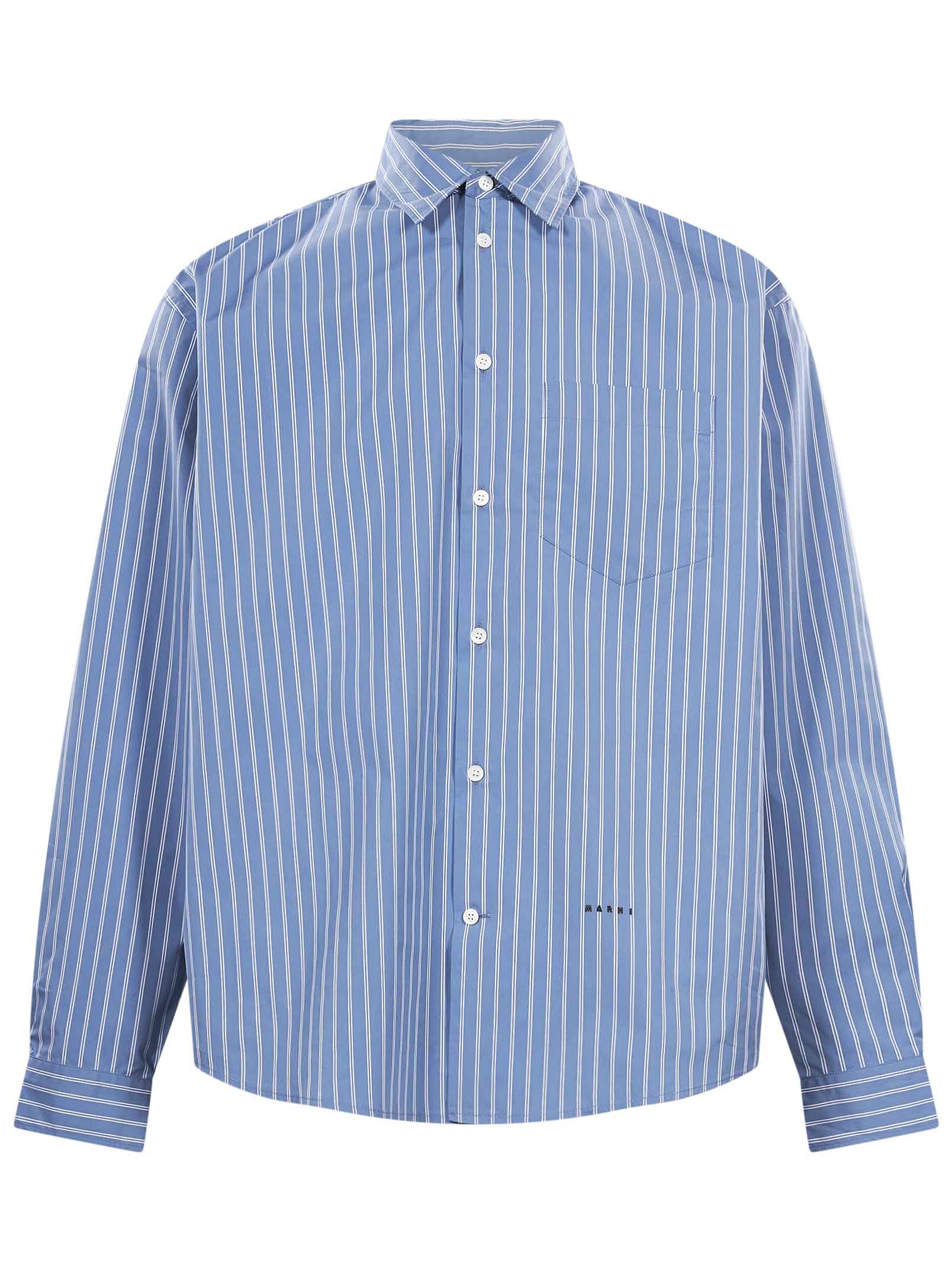 Camicia a righe in celeste 