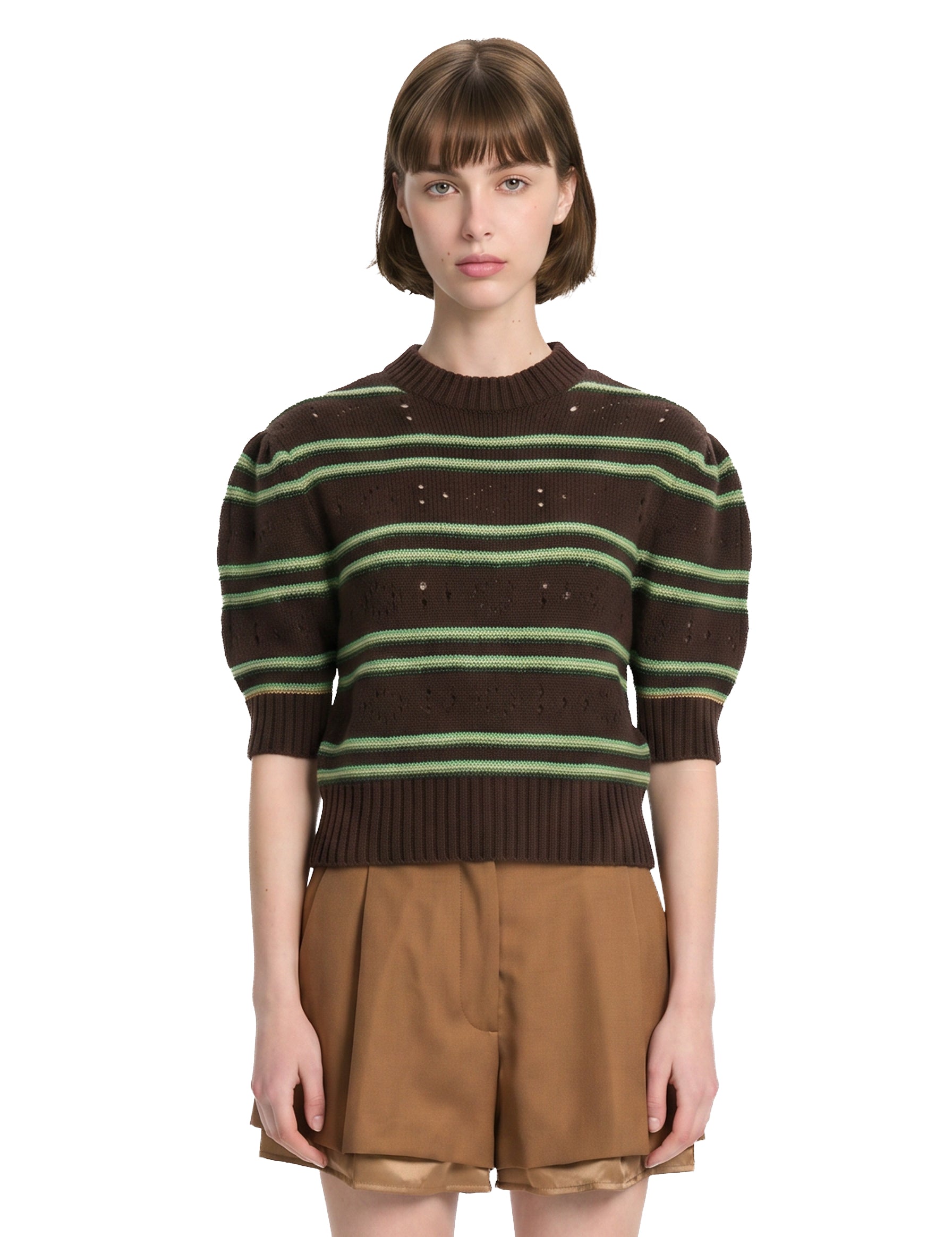 Maglione in cashmere a righe in marrone 