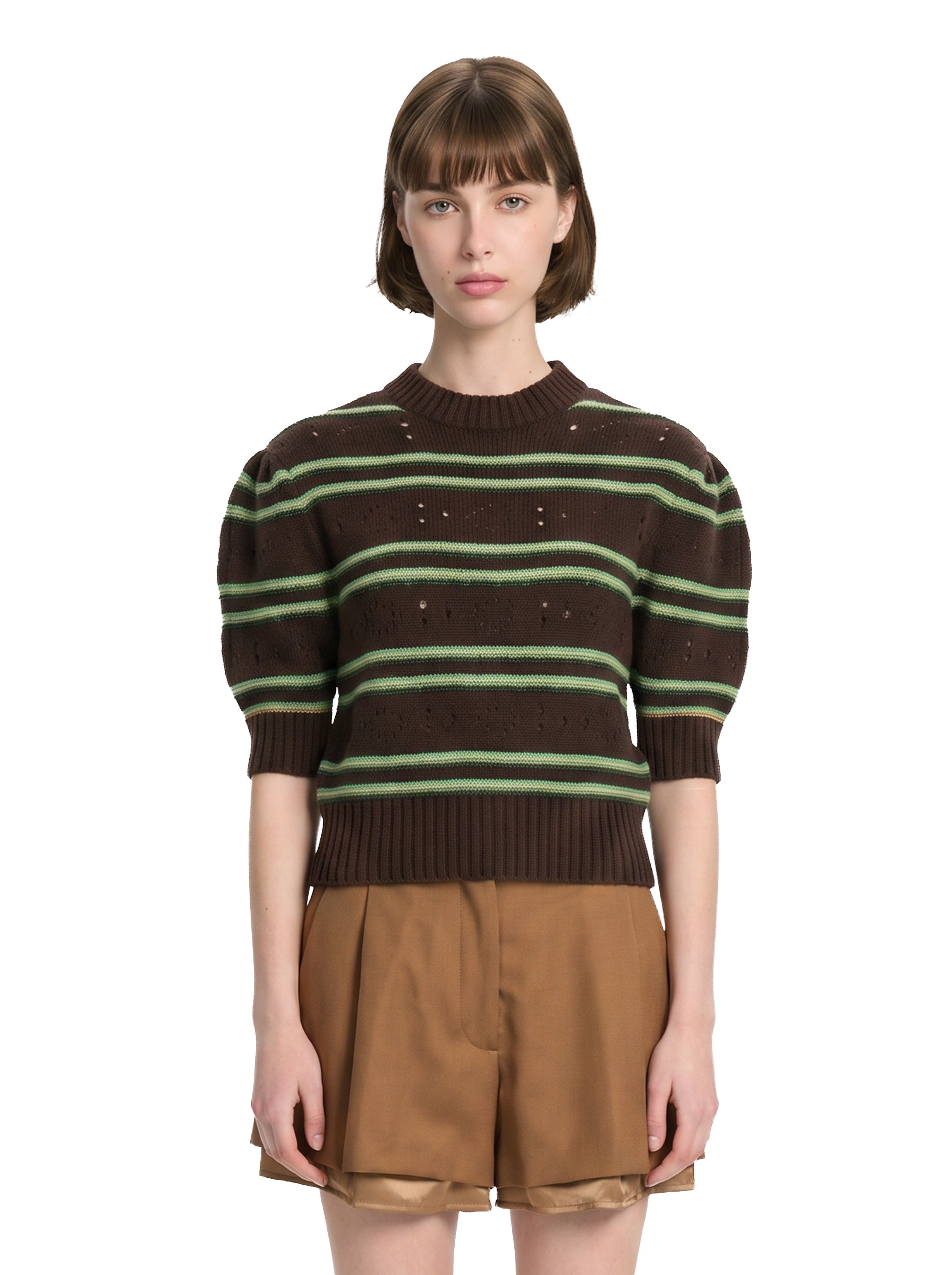 Maglione in cashmere a righe in marrone 