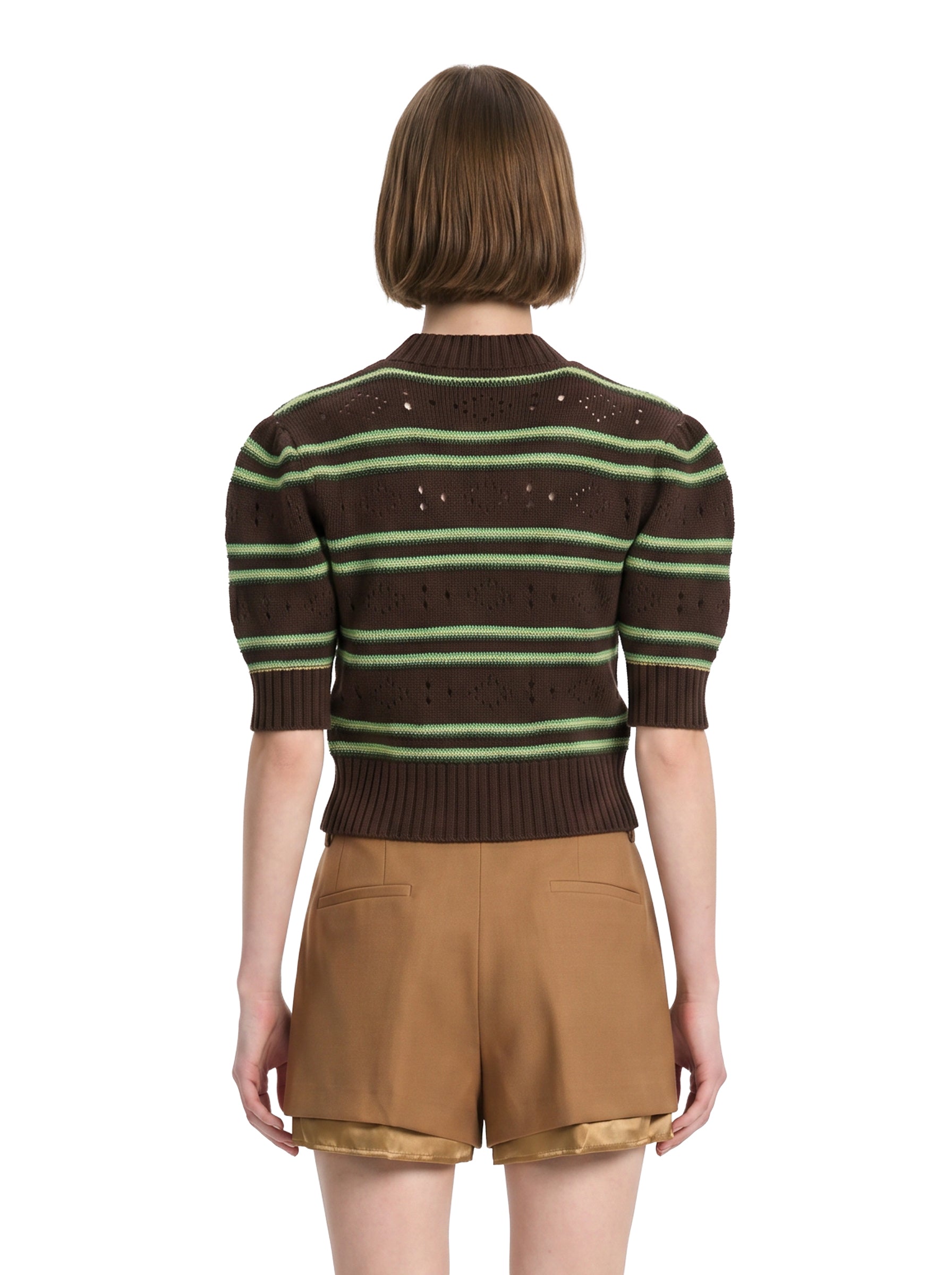 Maglione in cashmere a righe in marrone 