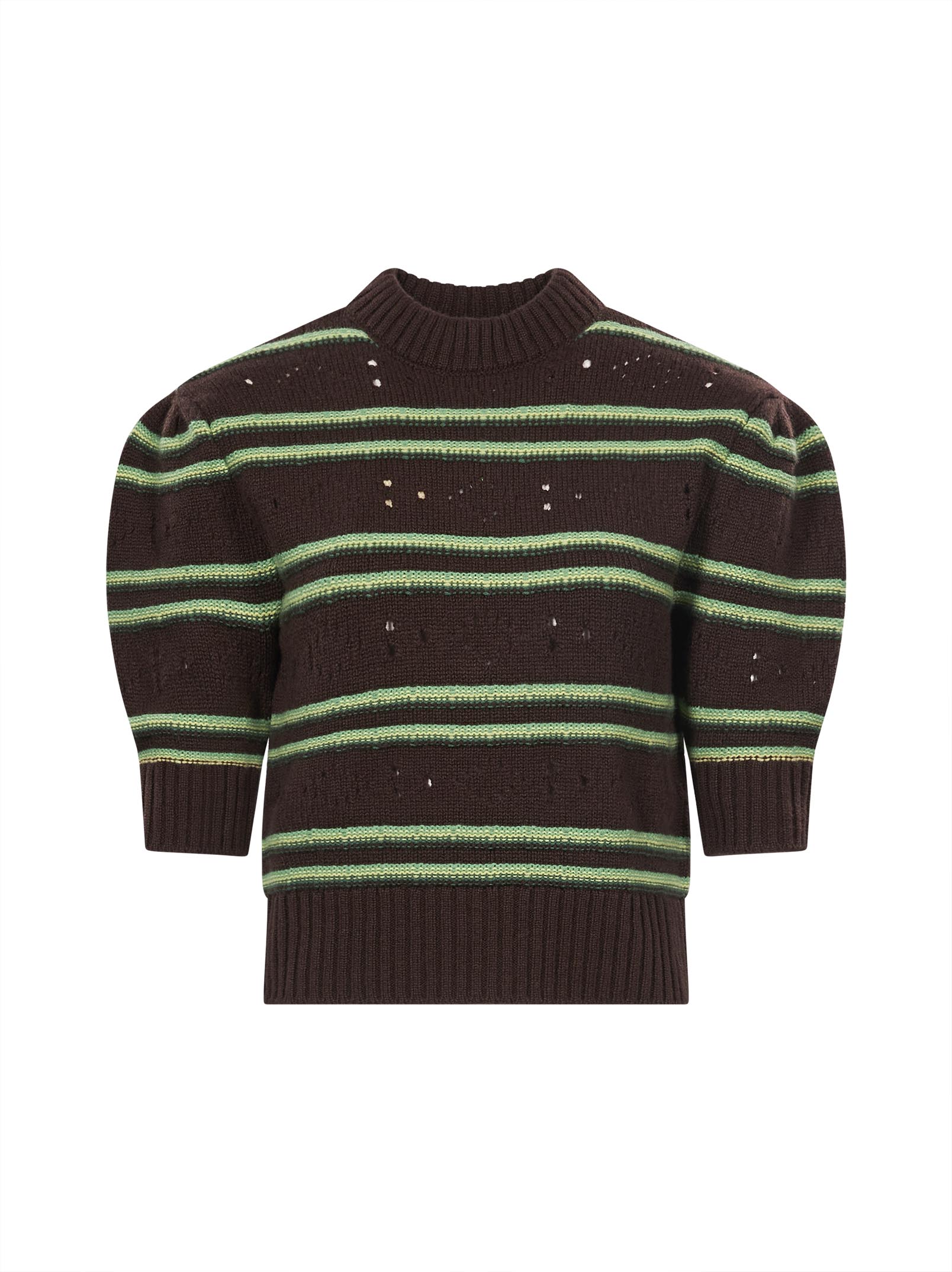 Maglione in cashmere a righe in marrone 