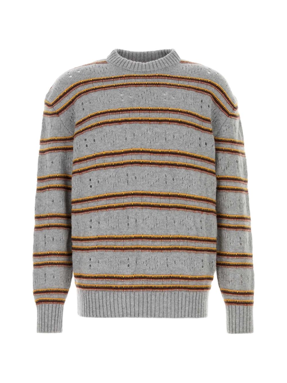 Maglione in cashmere a righe in grigio 
