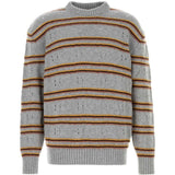 Maglione in cashmere a righe in grigio 
