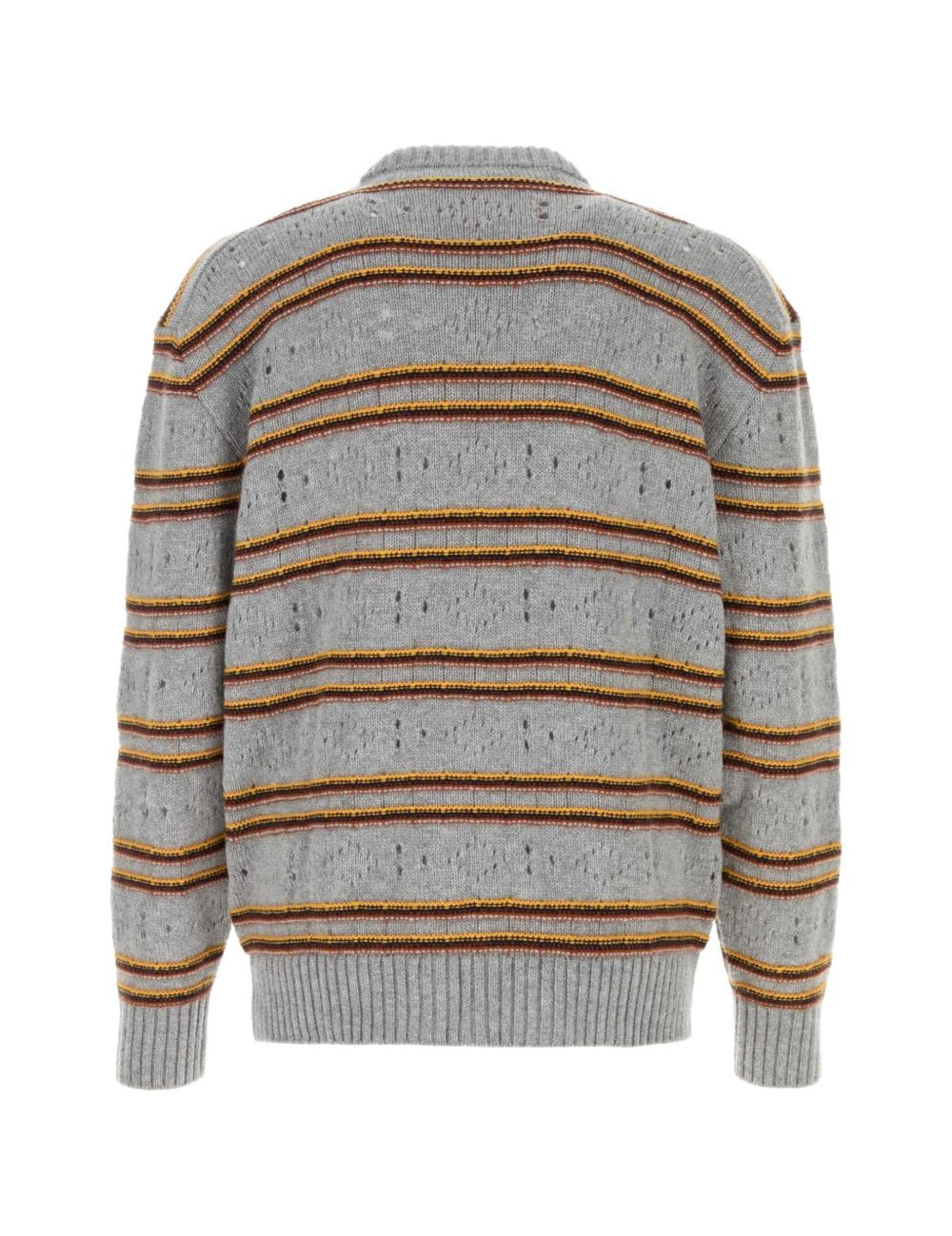Maglione in cashmere a righe in grigio 