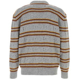 Maglione in cashmere a righe in grigio 