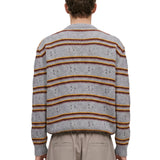 Maglione in cashmere a righe in grigio 