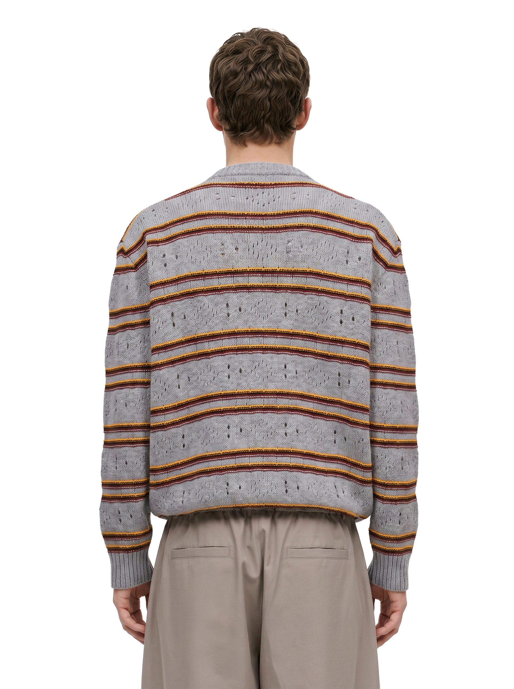 Maglione in cashmere a righe in grigio 