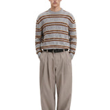 Maglione in cashmere a righe in grigio 