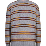 Maglione in cashmere a righe in grigio 