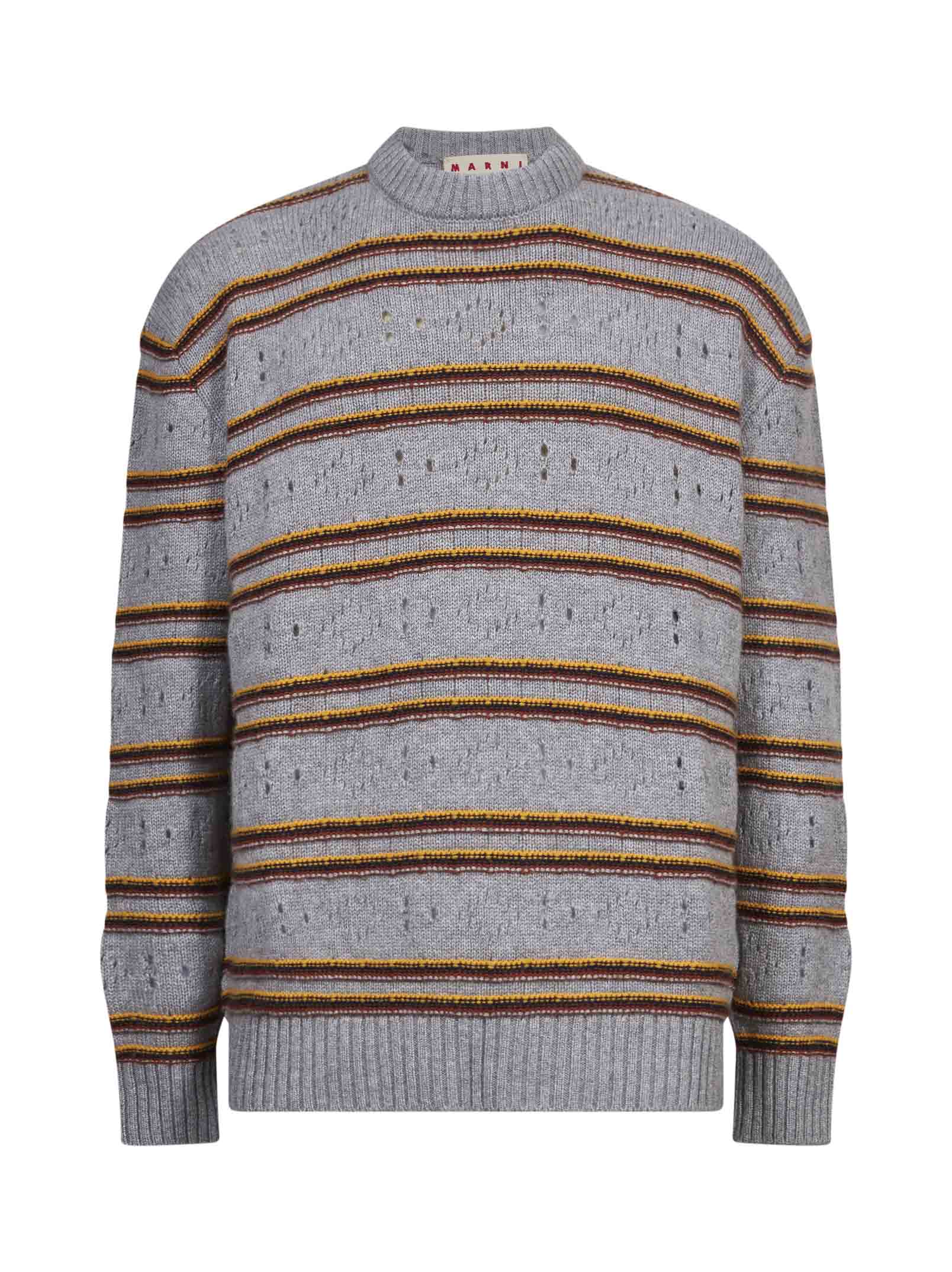 Maglione in cashmere a righe in grigio 