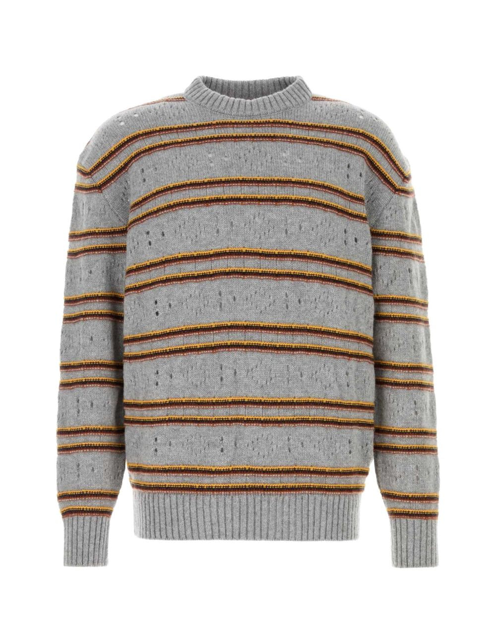 Maglione in cashmere a righe in grigio 