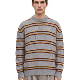 Maglione in cashmere a righe in grigio 
