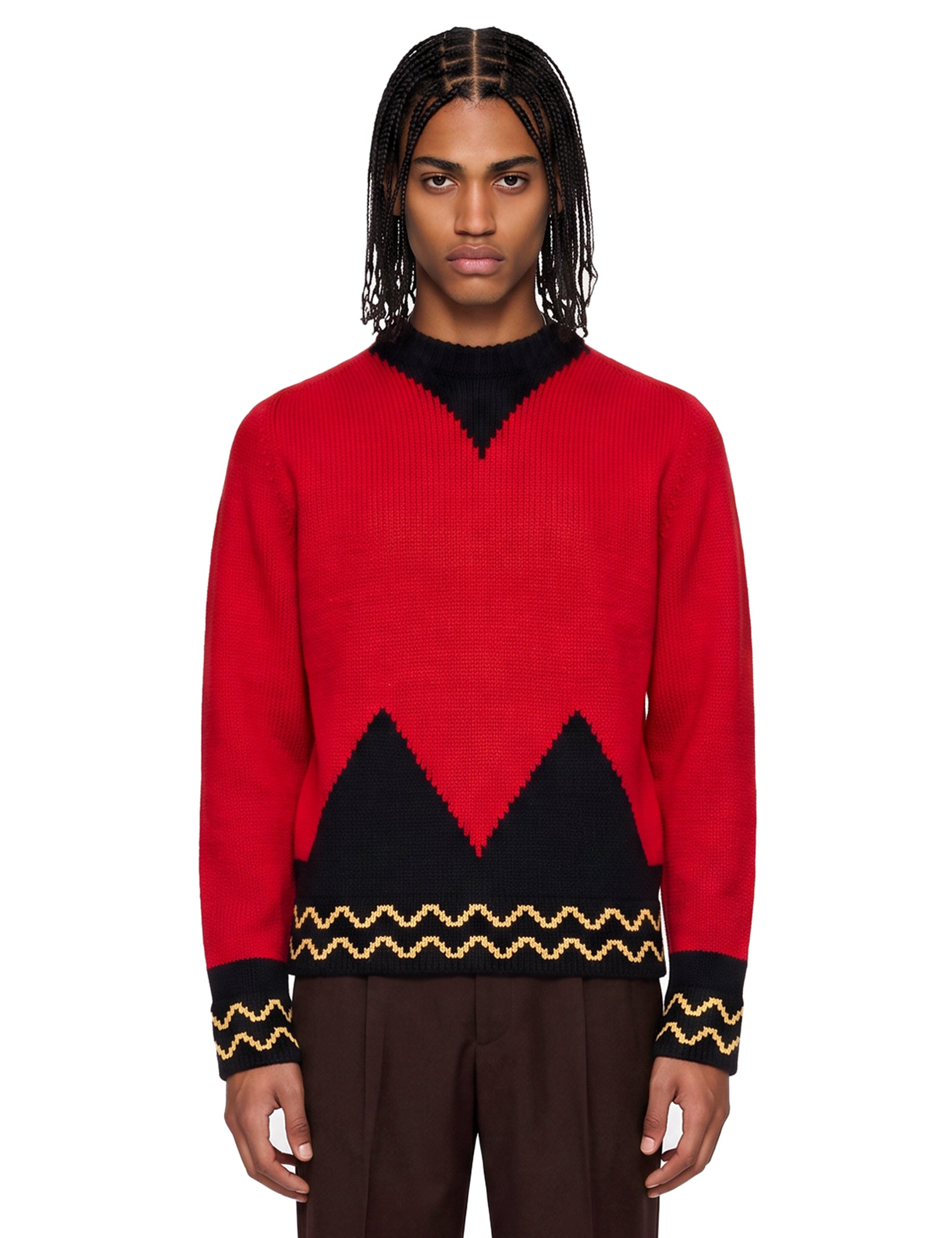 Maglione con intarsio geometrico multicolore 