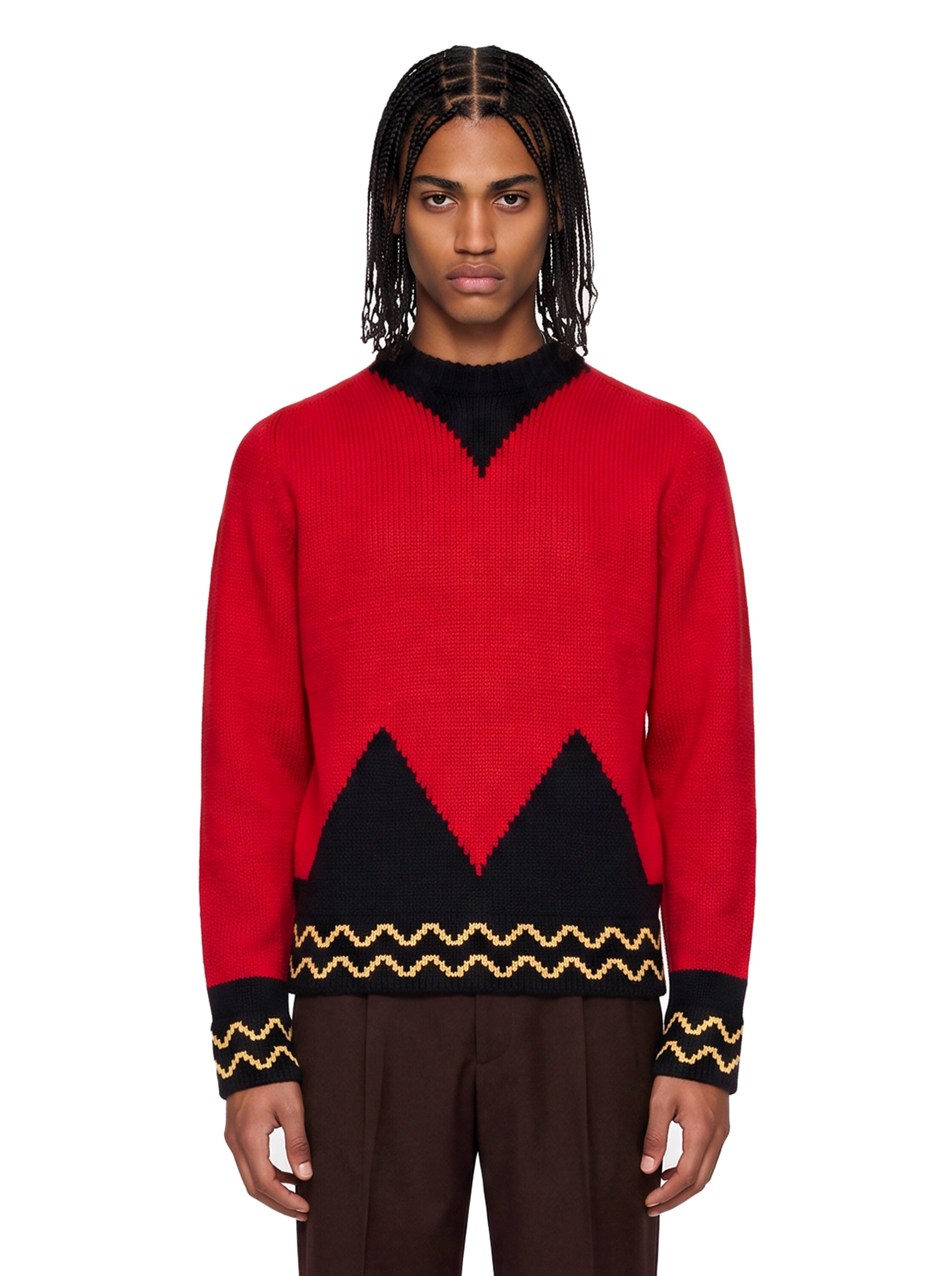 Maglione con intarsio geometrico multicolore 