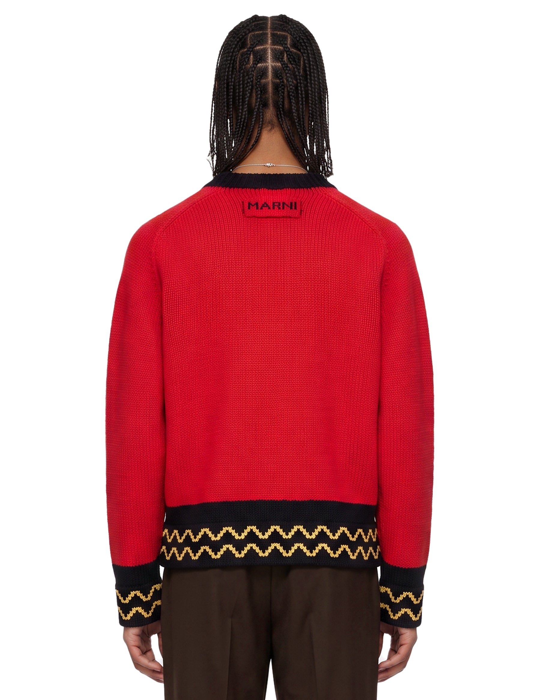 Maglione con intarsio geometrico multicolore 