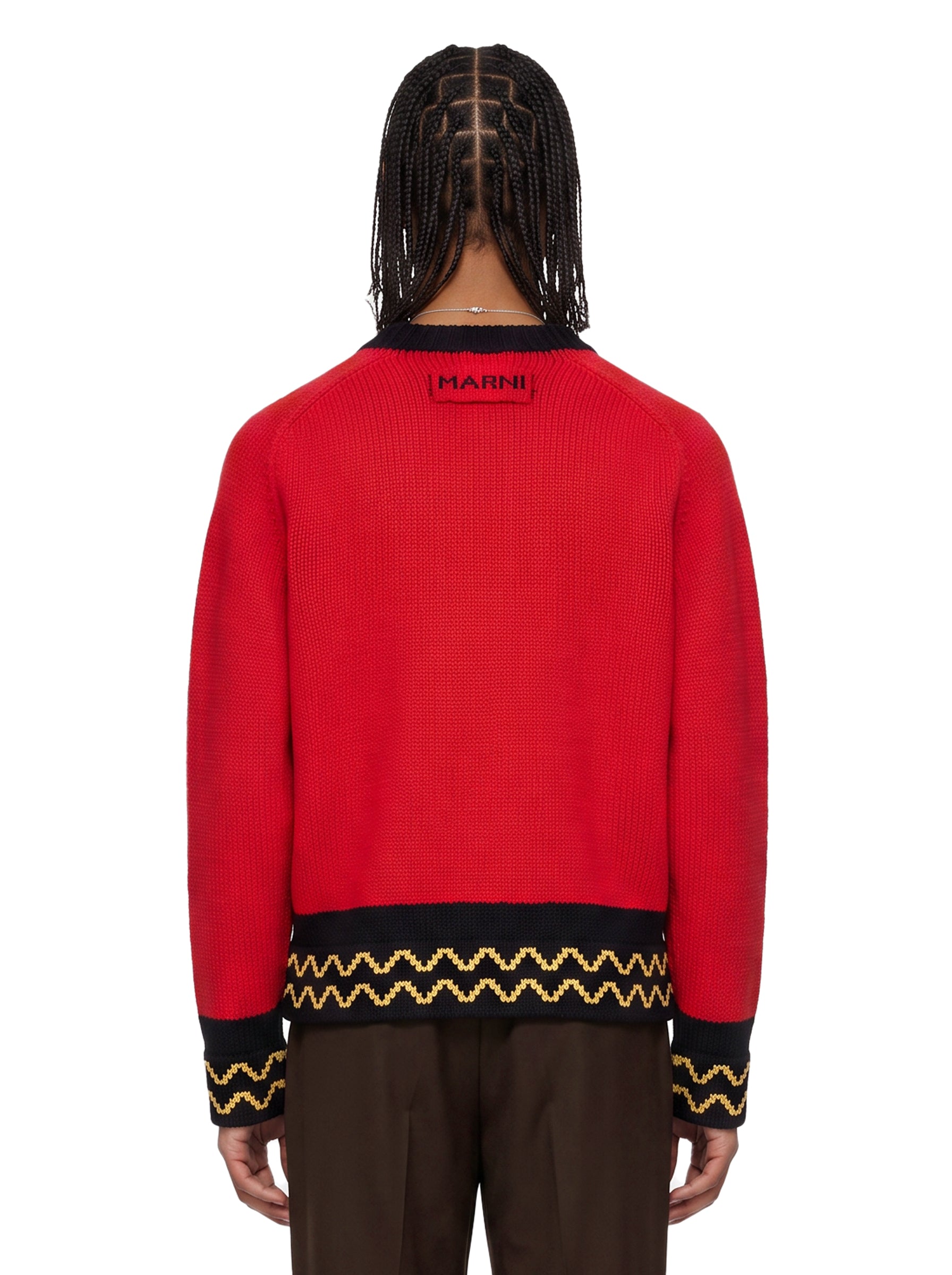Maglione con intarsio geometrico multicolore 