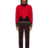 Maglione con intarsio geometrico multicolore 