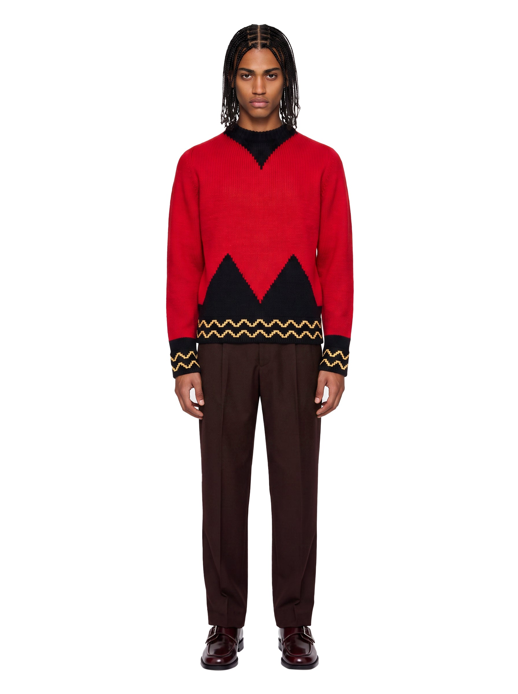 Maglione con intarsio geometrico multicolore 